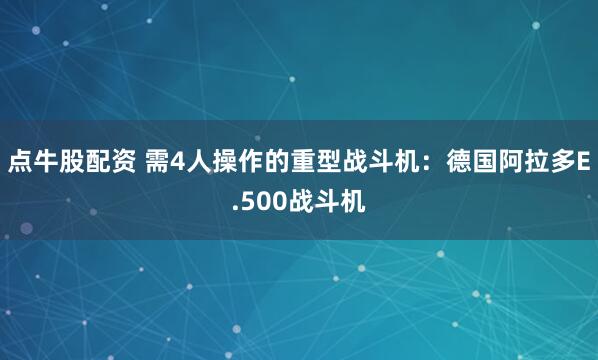 点牛股配资 需4人操作的重型战斗机:德国阿拉多E.500战斗机